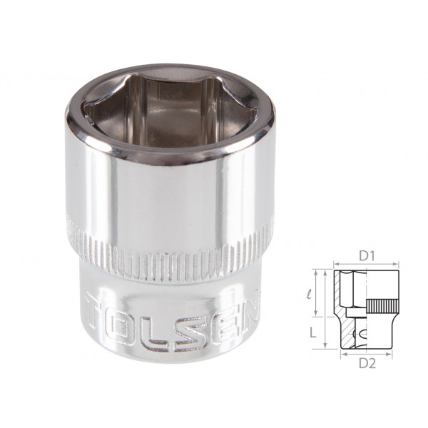 Головка торцевая стандартная шестигранная 3/8", 16 мм TOLSEN TT16316