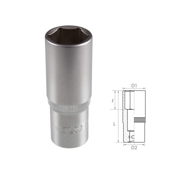 Головка торцевая глубокая шестигранная 1/2", 18 мм TOLSEN TT16568