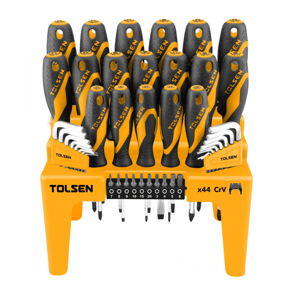 Набор отверток "GRIPro", вставки(биты), шестигранники, на подставке, 44 предмета TOLSEN TT20184