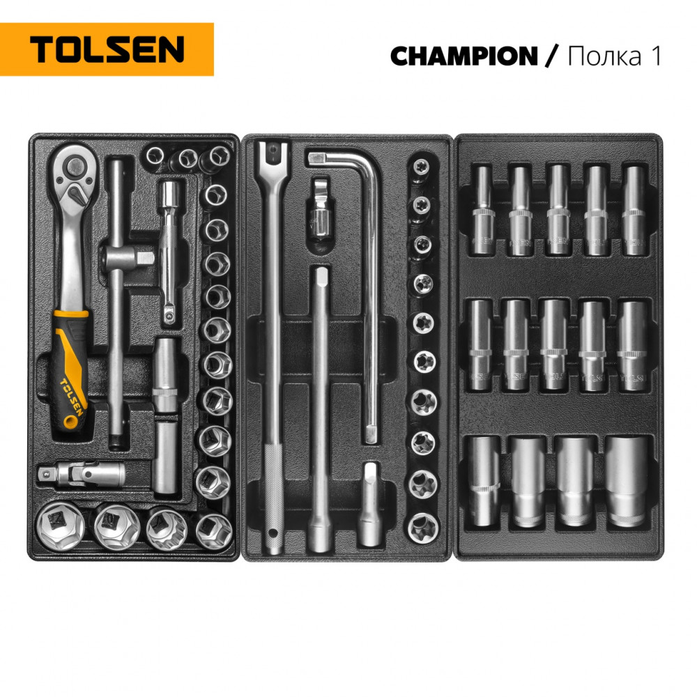 Набор инструментов 239 предметов, "CHAMPION", в черной тележке TOLSEN TT85416