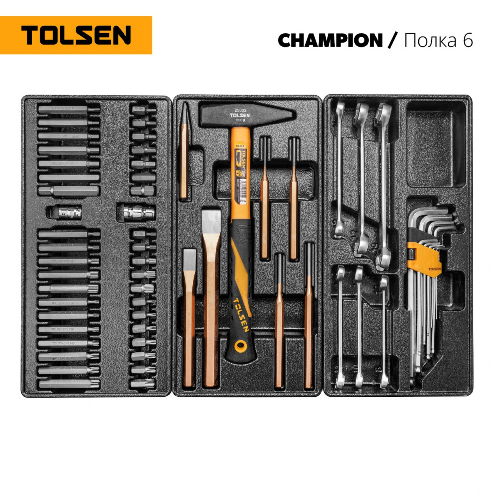 Набор инструментов 239 предметов, "CHAMPION", в черной тележке TOLSEN TT85416