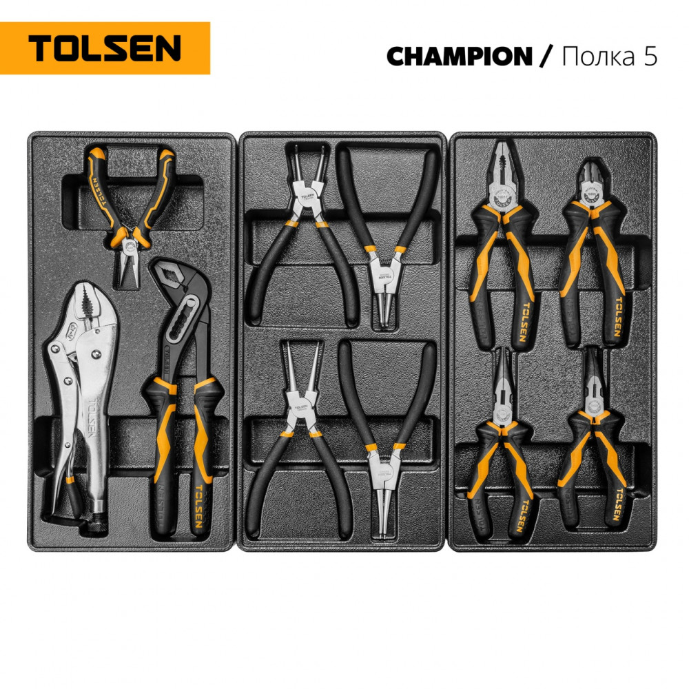 Набор инструментов 239 предметов, "CHAMPION", в черной тележке TOLSEN TT85416